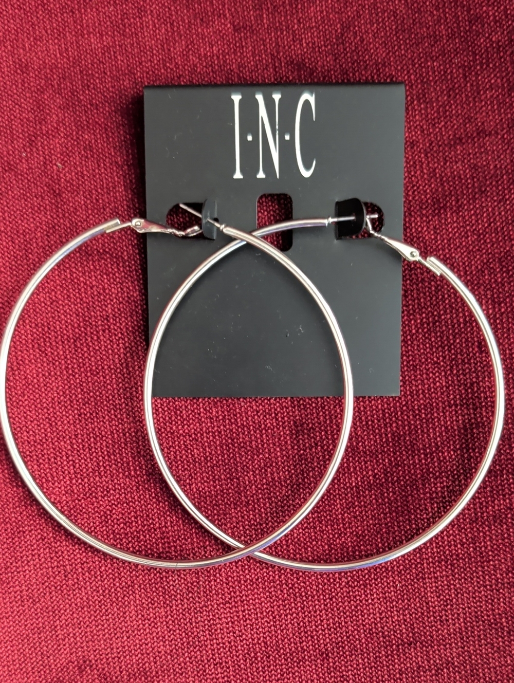 🔥INC International Concepts Shiny Silver Large Hoop Earrings
